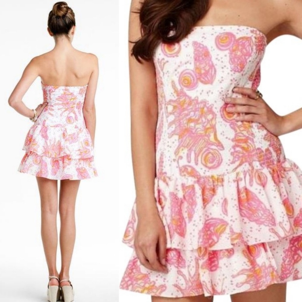 Lily Pulitzer Elinor Resort Ruffle Mini Dress S Floral Beach Resort Vacation